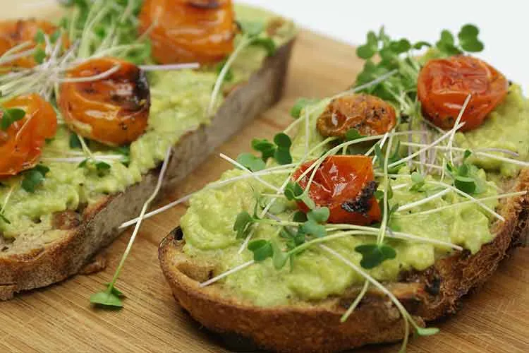 Avocado Toast with Microgreens for breakfast