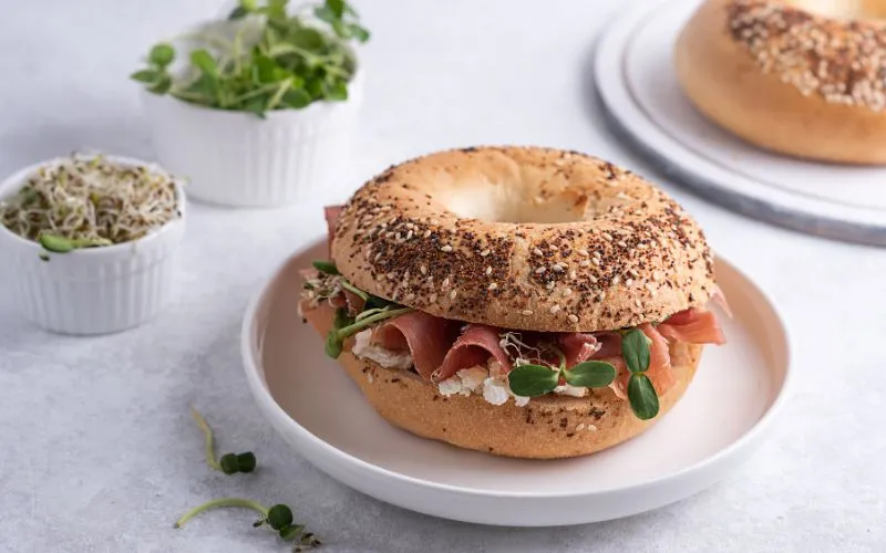 Sunflower Microgreens and bagel